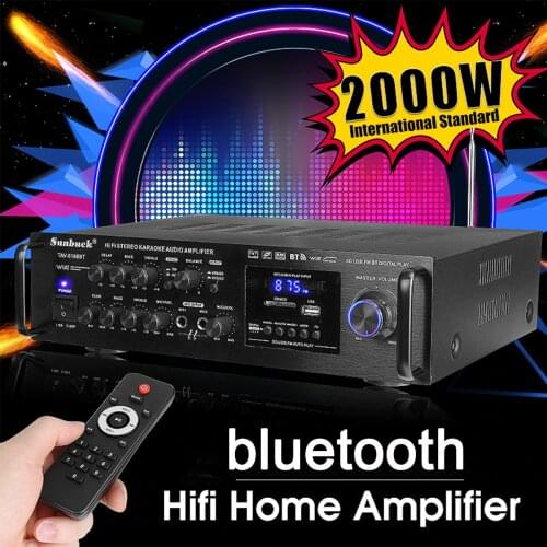 Powerful 2000W 110V 220V bluetooth 4ohm Stereo Audio Power HiFi Amplifier Karaoke Amplifier+RC Support 2 MIC FM Power Amplifier