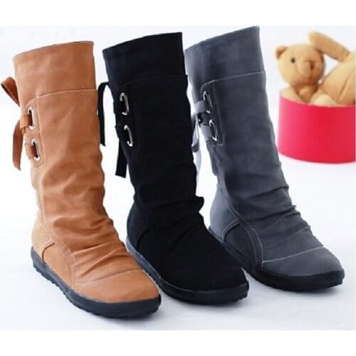 2019Explosion models large size womens shoes belt buckle in the tube boots after the strap flat Martin womens boots 40-43