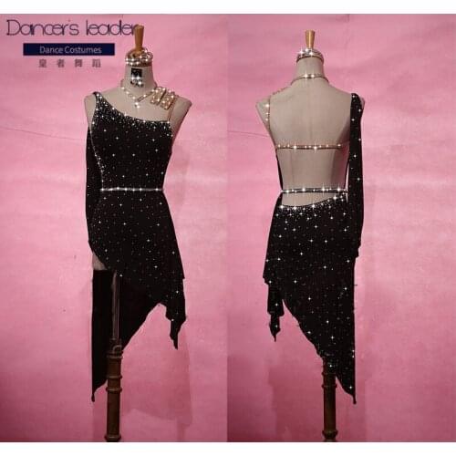 Latin dance skirt competition costume performance costume performance costume rumba black sexy sky full of stars