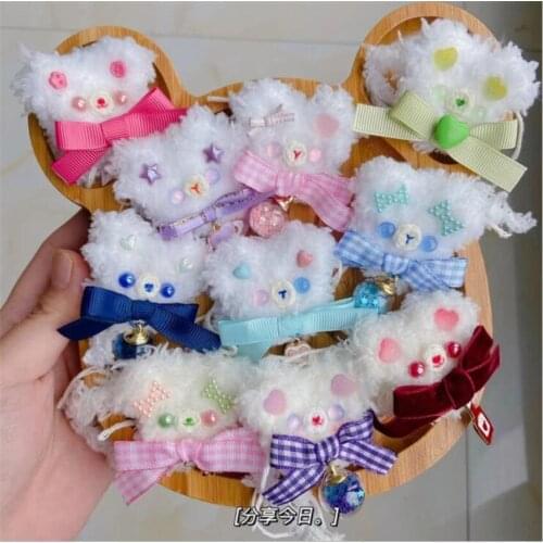 Handmade 2 in 1Lolita Plush Bear Girl Hairpin Hair Clip Fabric Jewelry Couple Brooch Gift D871