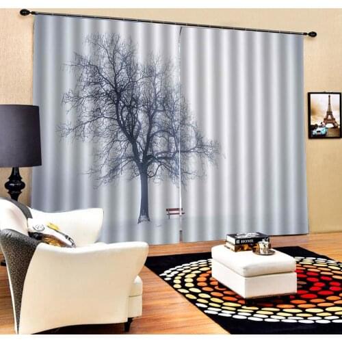 Blackout curtain Luxury Blackout 3D Window Curtains For Living Room Bedroom Customized size fog tree curtains for bedroom