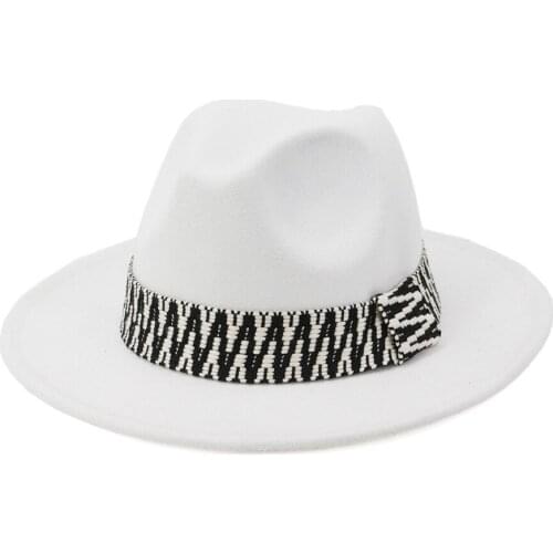 2021 Autumn Winter Womens Felt Hat Fedoras Big Brim Hats For Women British Style Vintage Church Hats Lady Flat Brim Fedora HF169