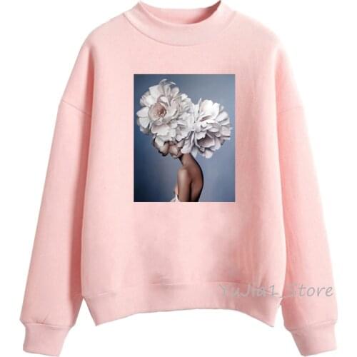 Winter 2019 sudadera mujer Vintage Sexy Flowers Feather Print hoodies women Harajuku Aesthetic clothes hipster sweatshirts