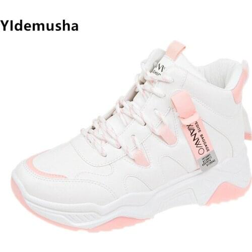 2020 New Vulcanize Shoes Winter Women Shoes High-top Comfortable Fashion Sneakers Women Outdoor Casual Lace up Running PU Shoes