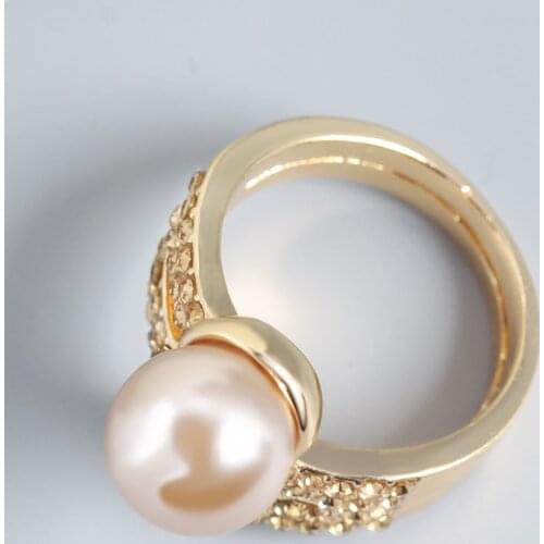 Imitation Pearl Womens Pop Ring Full Micro Inlaid With Orange Zircon Ring Classic Spiral Creative Ring Party Accessories