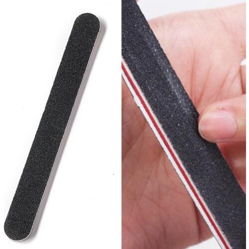 10Pcs Nail File Emery Board Polished Bar Pet Nail Buffer Sandpaper Black Sand Red Heart Frosted Toe Nail File for Salon