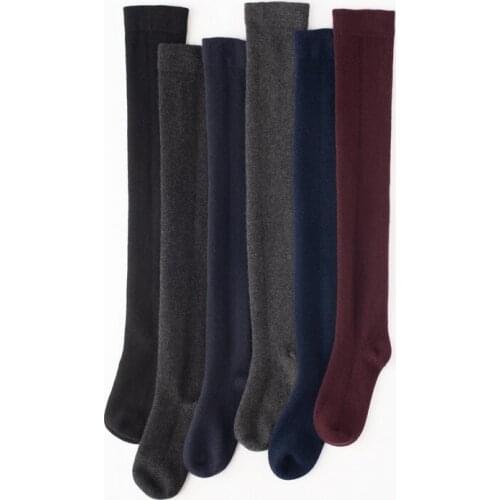100%cashmere knit women stockings add long all matching solid color one&over size 52cm