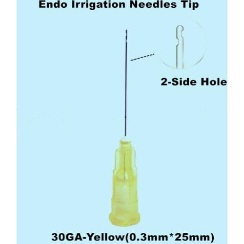 200Pcs Dental Endo Irrigation Needle 30GA-Yellow(0.3mm) Disposable Syringe Tips 2-Side Holes