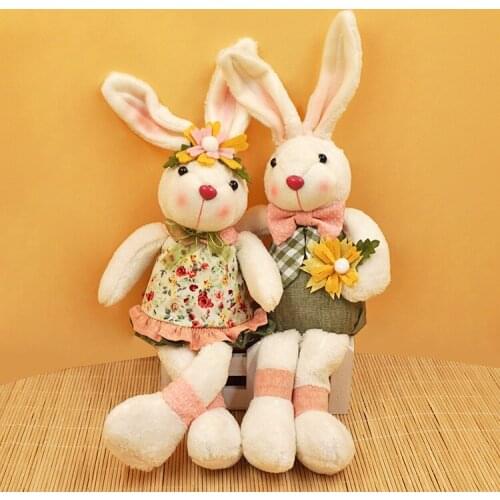 36cm Easter Party Gift Decoration Creative Toys Plush Fabric Dolls American Pastoral Style Hanging Feet Couple Rabbit