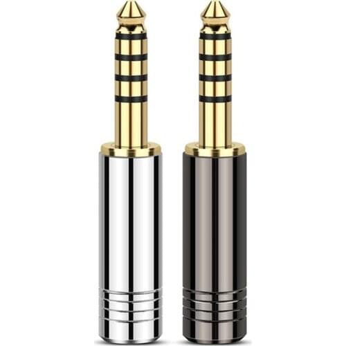 4.4mm Connector Length 45mm Speaker Amplifer 5 Poles Gold Plated Audio Jack Metal Adapter For NW-WM1ZA Black Silver 1/2/10/50pcs