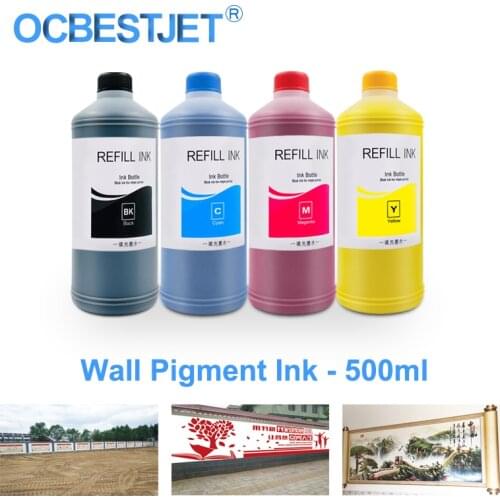 4x500ML Wall Pigment Ink For Wall Materials Printing For Epson DX4 DX5 DX6 DX7 DX8 DX10 Printhead Pigment Ink For Wall Printing