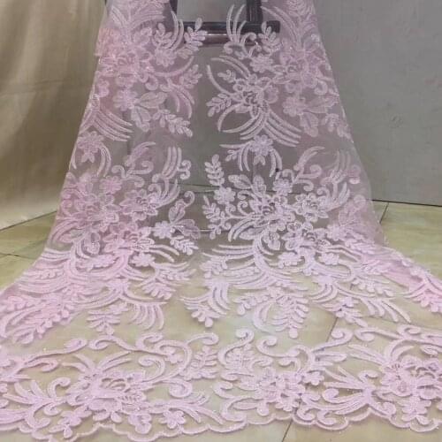 7 colors (5yards/pc) beautiful pink African tulle lace fabric fashion French lace fabric with embroidery for party dress FZZ177