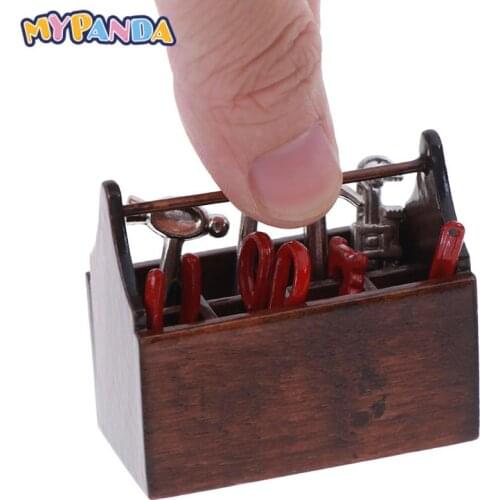 8pcs/set 1:12 Dollhouse Accessories Mini Toolbox Handmade DIY Doll House Mini Furniture Model Tools Sets