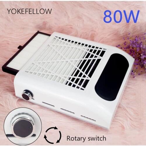 80W Nail dust vacuum cleaner Big power Adjustable wind speed Manicure machine Fan Nail dust collector With Replaceable filter
