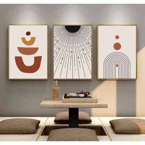 Abstract Line Geometry Canvas Painting Mid Century Black and White Stripes Geometric Nordic Art Poster Home Wall Decoration
