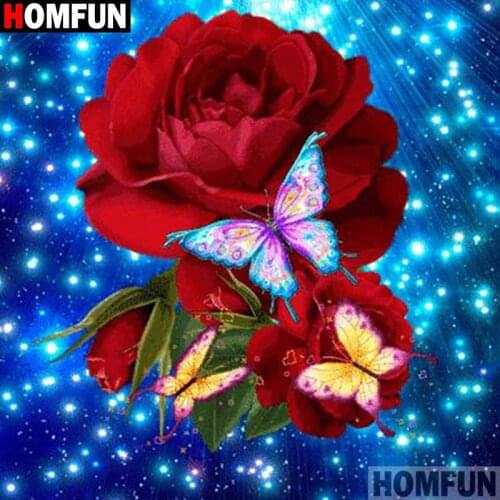 HOMFUN Full Square/Round Drill 5D DIY Diamond Painting "flower" Embroidery Cross Stitch 5D Home Decor A00137