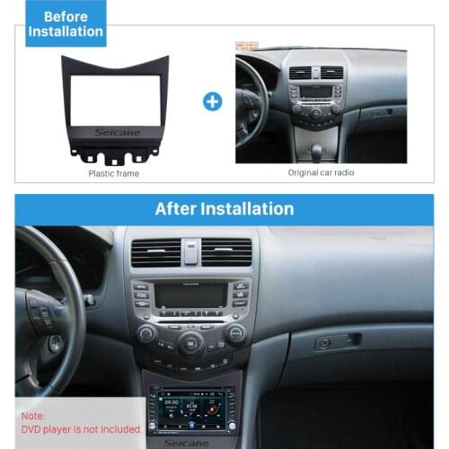 Seicane Black 2Din Car Auto Stereo Panel refitting in Dash Frame for Honda Accord Radio Fascia Install Trim Kit
