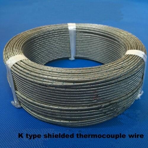 Free shipping 10M/20M K Type shielded thermocouple wire 2*0.4MM 2*0.5MMTemperature measurement line Compensation wire