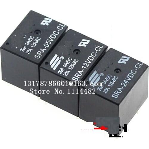 Free Shipping 100% New Original Power Relay 50pcs/lot SRA-12VDC-CL Relay 12V 20A 5pin One Open One Close Automotive relay