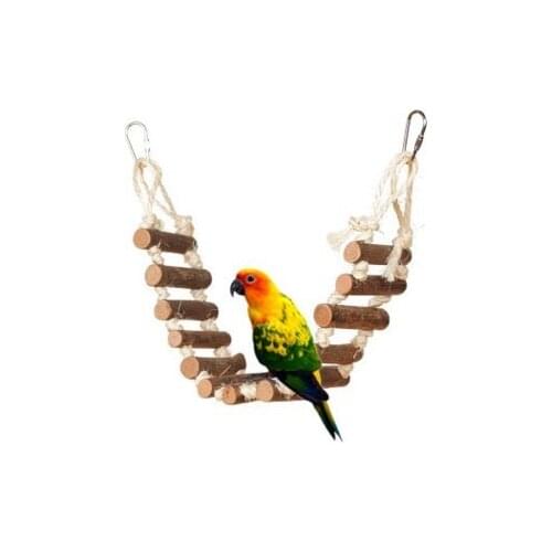 Big Parrot Log Suspension Bridge with Skyline Ladder Soft Bridge Parrot Bites Toy Bird Toys
