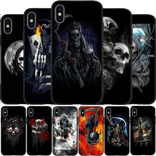 Grim Reaper Skull Skeleton Black Silicone Phone Case For IPhone 12 Mini 11 Pro Max XR XS XSMax X 5 5S SE 2020 6 7 8 Plus TPU
