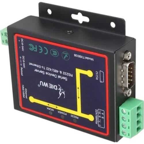 DIEWU RJ45 to RS232 RS485 RS422 Industrial Male Converter TCP/UDP Serial RS232 RS485 to Ethernet Device Server Converter Module