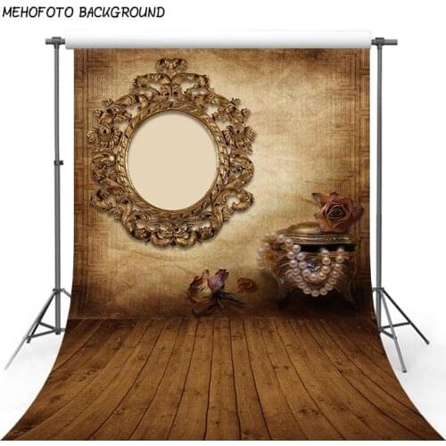 Retro Photography Backgrounds 5x7 old damask mirror fairytale photography backdrop brown wood floor for kids back drop photograp