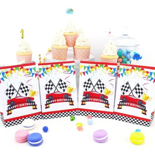 Race Car Racing Treat Boxes Gift Bags Candy Wrapping Birthday Party for Boy Decoration Baby Shower Event Festival Decor 5pcs