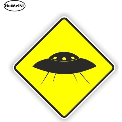 HotMeiNi 13cm x 13cm U.F.O. UFO Warning Yellow Sticker Alien Space Car Bumper Decal Funny Danger Sign Reflective Car Stickers