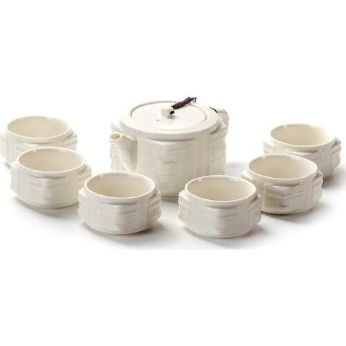 Ceramic white porcelain tea set suit set creative Kung Fu jade jade Facebook gift Hotel travel tea se