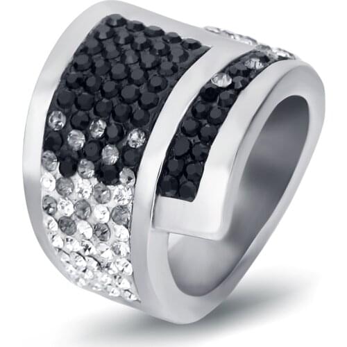 316L Stainless Steel Gradual Crystal Jewelry Wedding Rings for Women Fashion Ladies Party Accessories Gift Design Wholesale