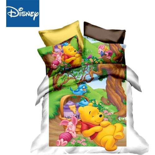 Winnie the pooh bedding set for children bed decor queen size duvet covers double bed 3 pcs home textile free shipping promotion