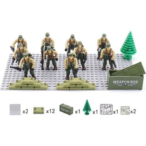 World War 2 WW2 Army Military Soldier City Police SWAT American Soldier Army With Bottom Plate Building Blocks Bricks Kids Toys
