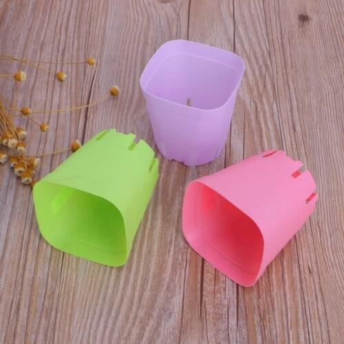 Square Plastic Colorful Plant Flower Pot Basket Tray Planter Home Garden Decor