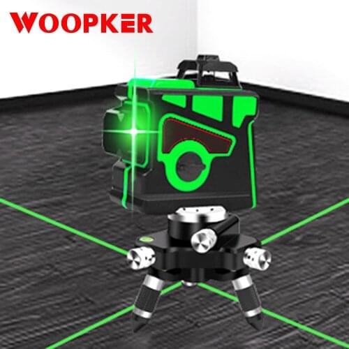 3D Laser Level 12 Line Automatic Line Meter Horizontal and Vertical Cross Powerful Green Lasers Leveler Beam Line