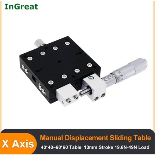 X Axis Linear Guides 40x40 60x60 Knob Micrometer Sliding Stage Mini Platform Manual Displacement Sliding Table Free Shipping LGX