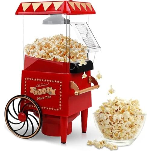 Popcorn Maker,Hot Air Popcorn Machine Vintage Tabletop Electric Popcorn Popper, Healthy And Quick Snack For Home EU Plug