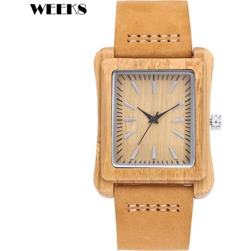 Minimalist Simple Bamboo Wood Watch for Men Romo Numeral Roman Number Rectangular Dial Wristwatch Rectangle Male Wooden Watches