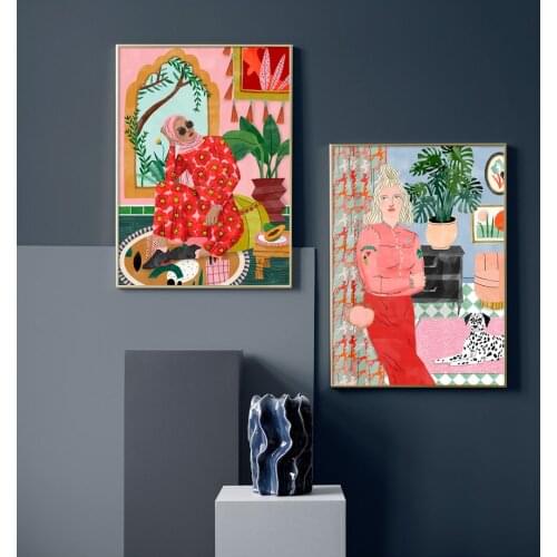 Fashion Girl Line Body Plant illustration Wall Art Canvas Painting Nordic Posters And Prints Wall Picture For Living Room Decor