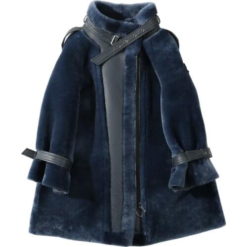 Fashion High Quality Sheep Shearing Coat Genuine Wool Coat Female Autumn Soft Warm Wool Coats and Jackets Women Casacos Zjt436