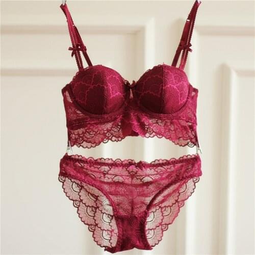 Fashion womens single-bra cup sexy lace embroidery breathable underwear set to collect the furu flank bra set