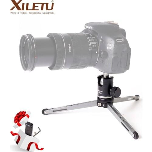 XILETU MT26+XT15 Aluminum Alloy Desktop Bracket Mini Tabletop Tripod with Ball Head For DSLR Camera Mirrorless Camera Smartphone