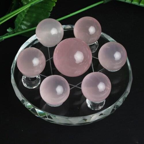 Natural rose quartz Crystal ballseven star array meditation reiki healing chakra rock crystal sphere for Home Decor