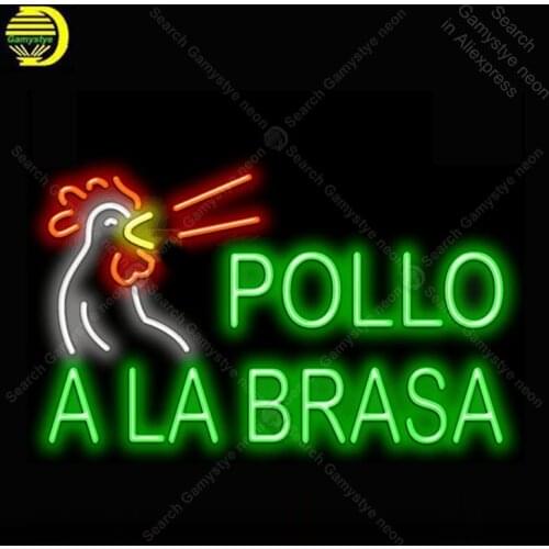 Pollo A La Brasa Neon Light Sign Glass Tube Neon Bulb Sign Decor Food Store Coffee Neon board Sign lamp anuncio luminoso Atarii