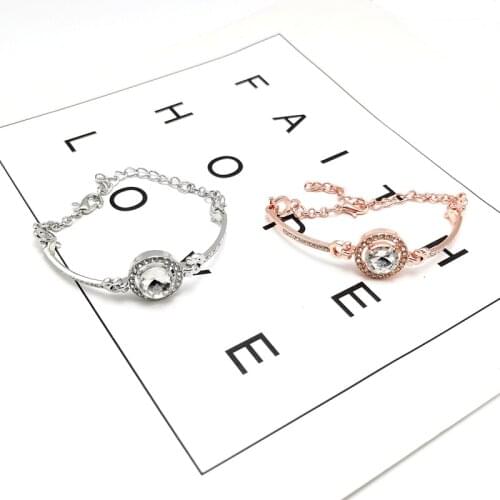 2021 New Bohemian Rose Gold Women Fashion Jewelry Bracelet Simple Hearts Arrows Zircon Womens Bracelet Popular Crystal Bracelet