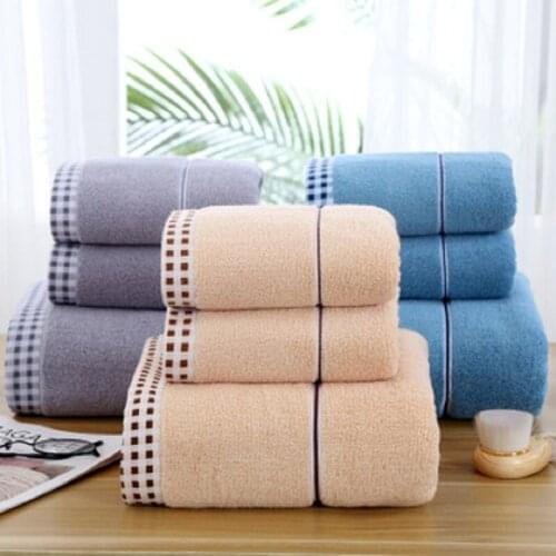 New 100% Cotton Towel Set for Bathroom 2 Hand Face Towel And 1 Bath Towel for Adults Terry Washcloth Sports Travel Towels