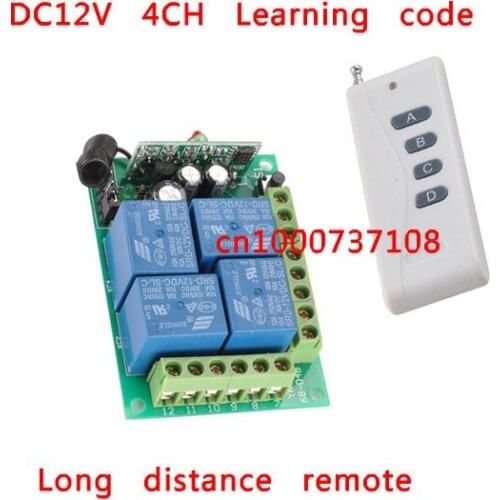 New 12V Wireless 4 Channel Remote Control Switch stepper Relay Switch 4CH RF 4 relays switch 315mhz/433mhz receiver