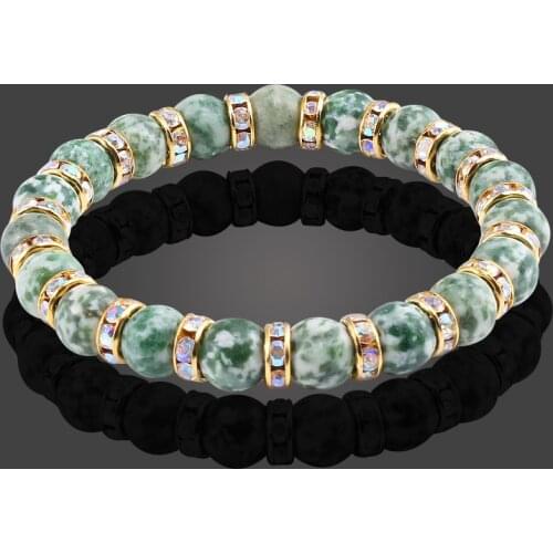 New Fashion Classic Natural Stone Bracelet Crystal Green Bead Bracelets & Bangles Women And Men Stretch Yoga bracelet Jewelry
