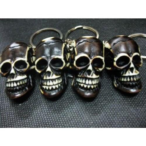 Free Shipping FREE Wholesale 10pcs Retro Carve Skull Steel Key Rings Fashion Jewelry