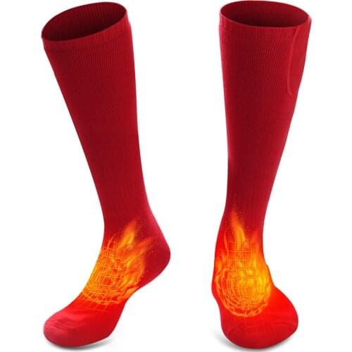 Rechargeable Electric Heated Warm Socks Kit for Chronically Cold Feet,Indoor Thermal Red Socks for Men and Women